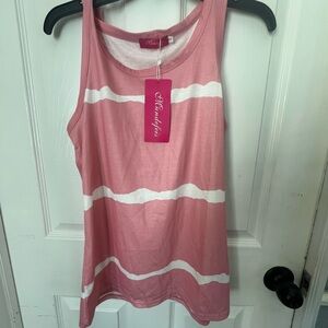 NWT Mundefies Pink and White Women's Tank Top